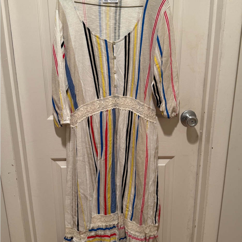 Zara Multicolor Striped Midi Dress